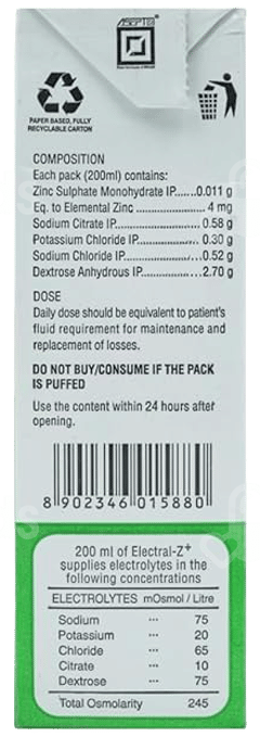 Electral Z Plus Orange Flavour Tetrapack 200Ml